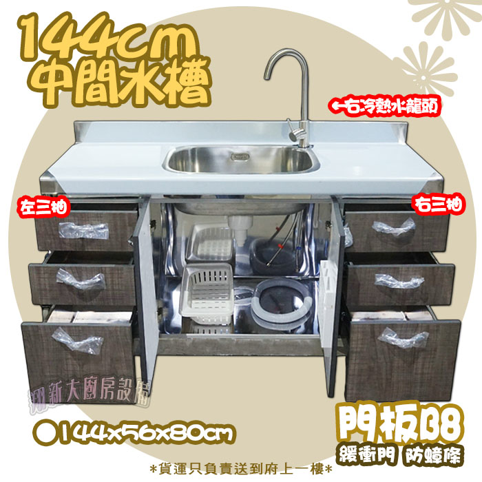 【流理台,B8-144中間水槽+左右三抽+冷熱水龍頭】左水龍頭/右水龍頭,可選:圖片 9